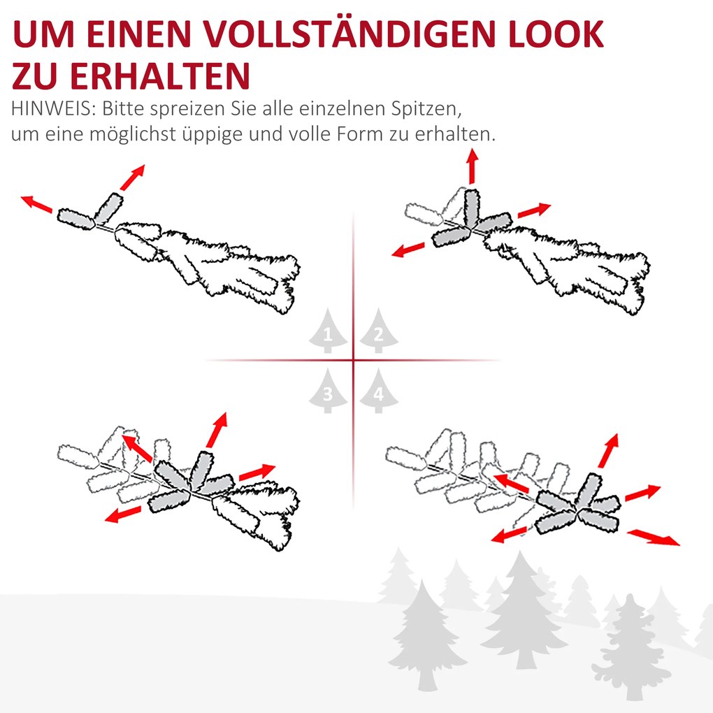 HOMCOM Χριστουγεννιάτικο δέντρο, τεχνητό πεύκο, χριστουγεννιάτικο δέντρο, με βάση, αστέρι, 1,5 m, πράσινο