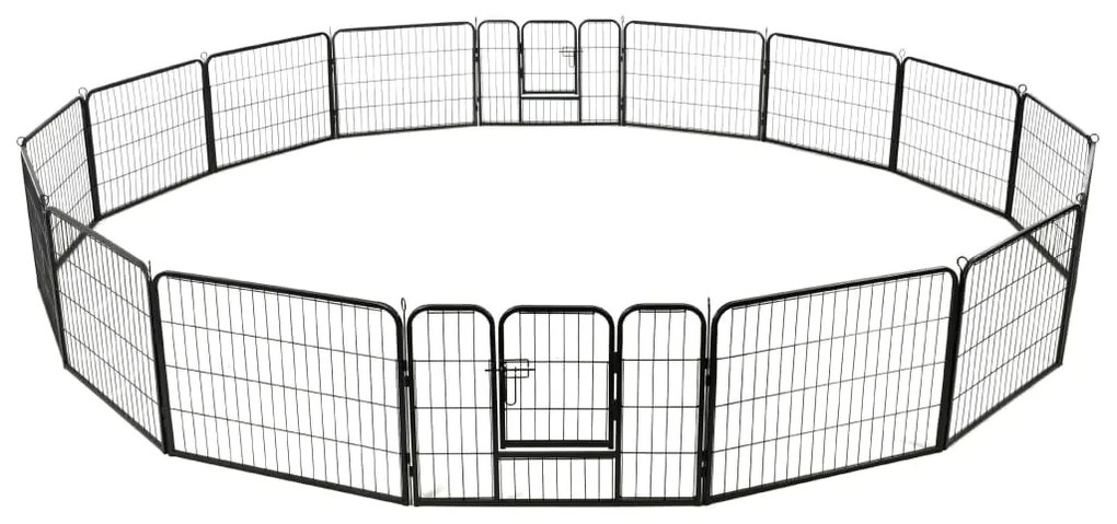 vidaXL Πάρκο Σκύλου με 16 Πάνελ Μαύρο 60 x 80 εκ. Ατσάλινο