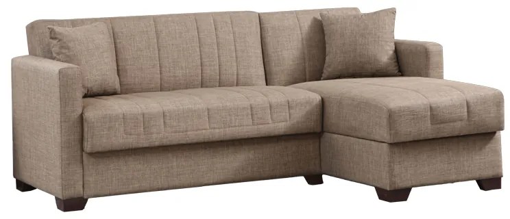 Γωνιακός καναπές-κρεβάτι με αποθηκευτικό χώρο Alaska μπεζ ύφασμα 204x143x83εκ Υλικό: FABRIC - WOOD 328-000001
