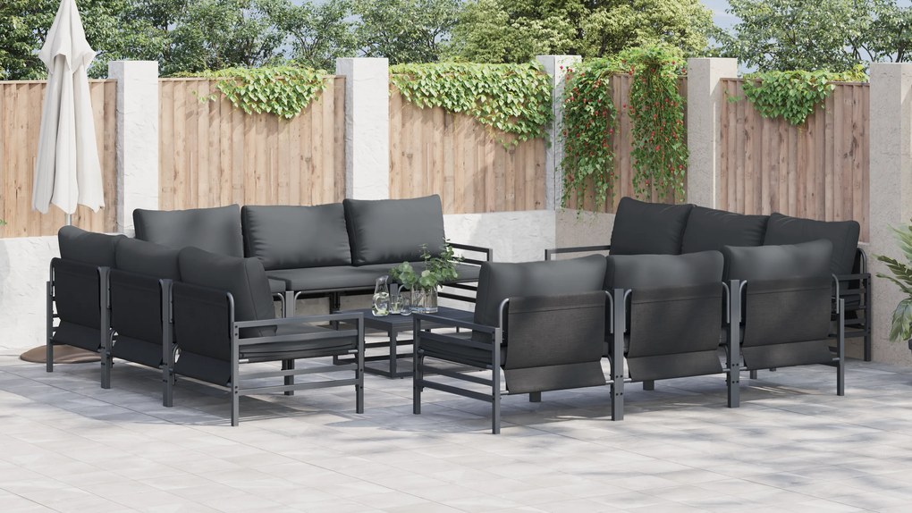 vidaXL Σετ Καναπέ Κήπου 13 pcs Ανθρακί Ατσάλι