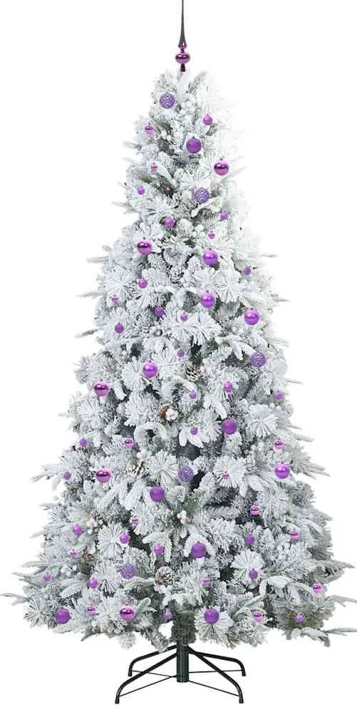 vidaXL Τεχνητό Χριστουγεννιάτικο Δέντρο με Άξονα με βάση Λευκό 240 cm