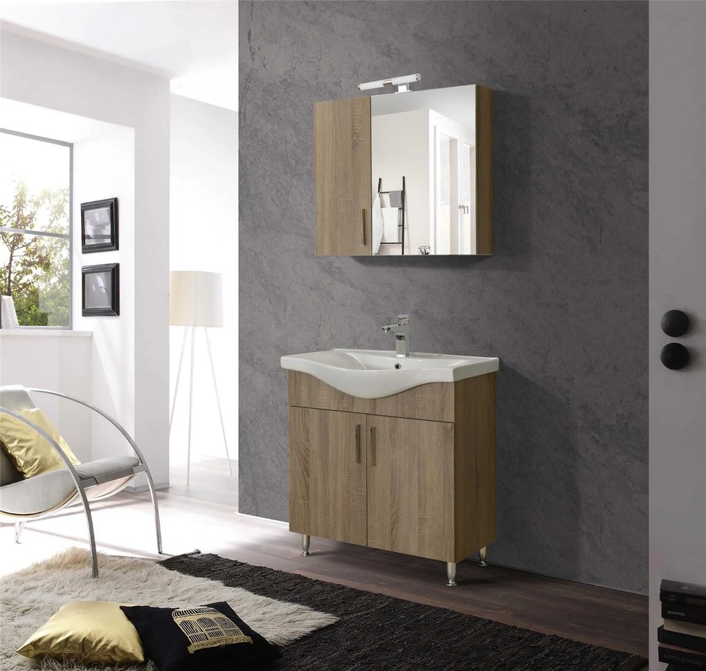 Σετ Επίπλου Mπάνιου SIENA 90 Sonoma Dark 90x46x160 εκ.