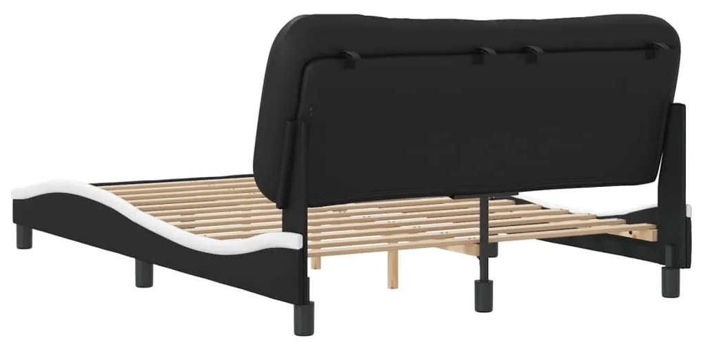 vidaXL Πλαίσιο κρεβατιού χωρίς Στρώμα Hvar Μαύρο/Λευκό 140x190εκ.Συνθ. Δέρμα