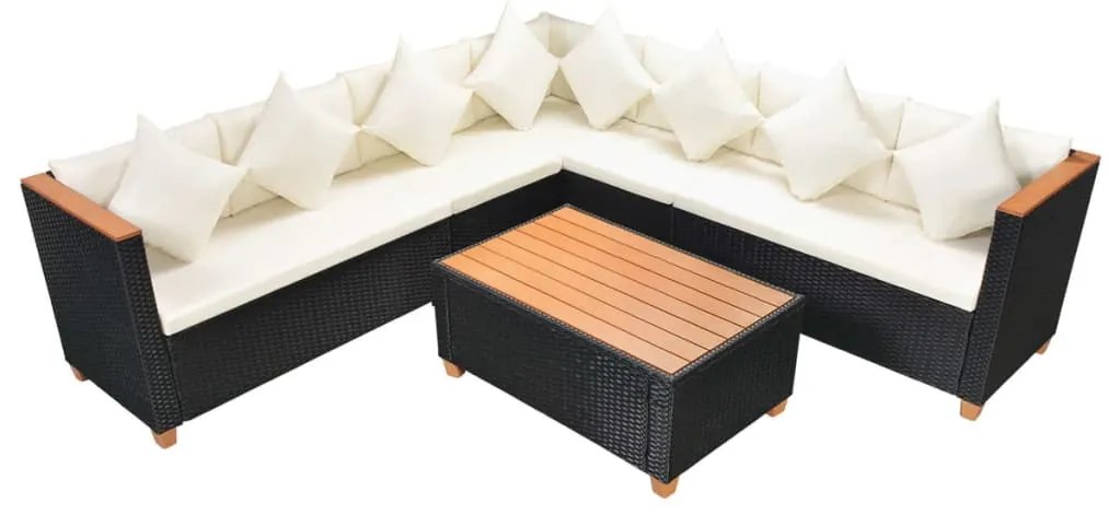 vidaXL Σαλόνι Κήπου 5 Τεμαχίων Μαύρο από Συνθετικό Ρατάν με Μαξιλάρια