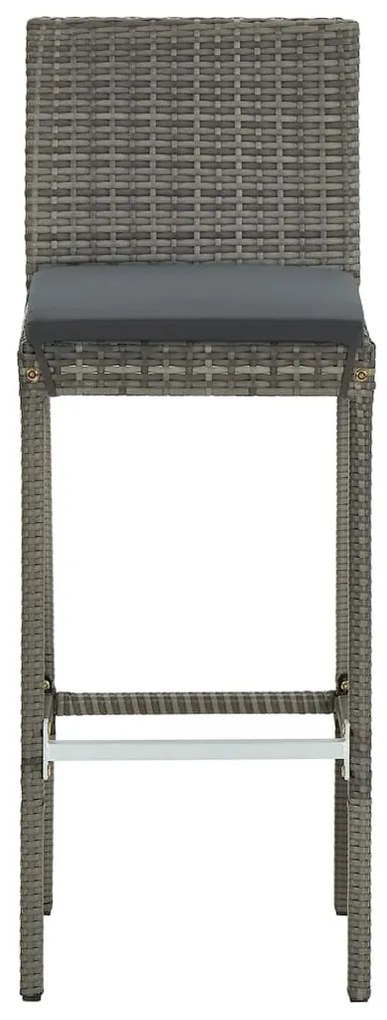 vidaXL Σετ Μπαρ Κήπου 7 Τεμ. Γκρι Μασίφ Ξύλο Ακακίας και Συνθ. Ρατάν