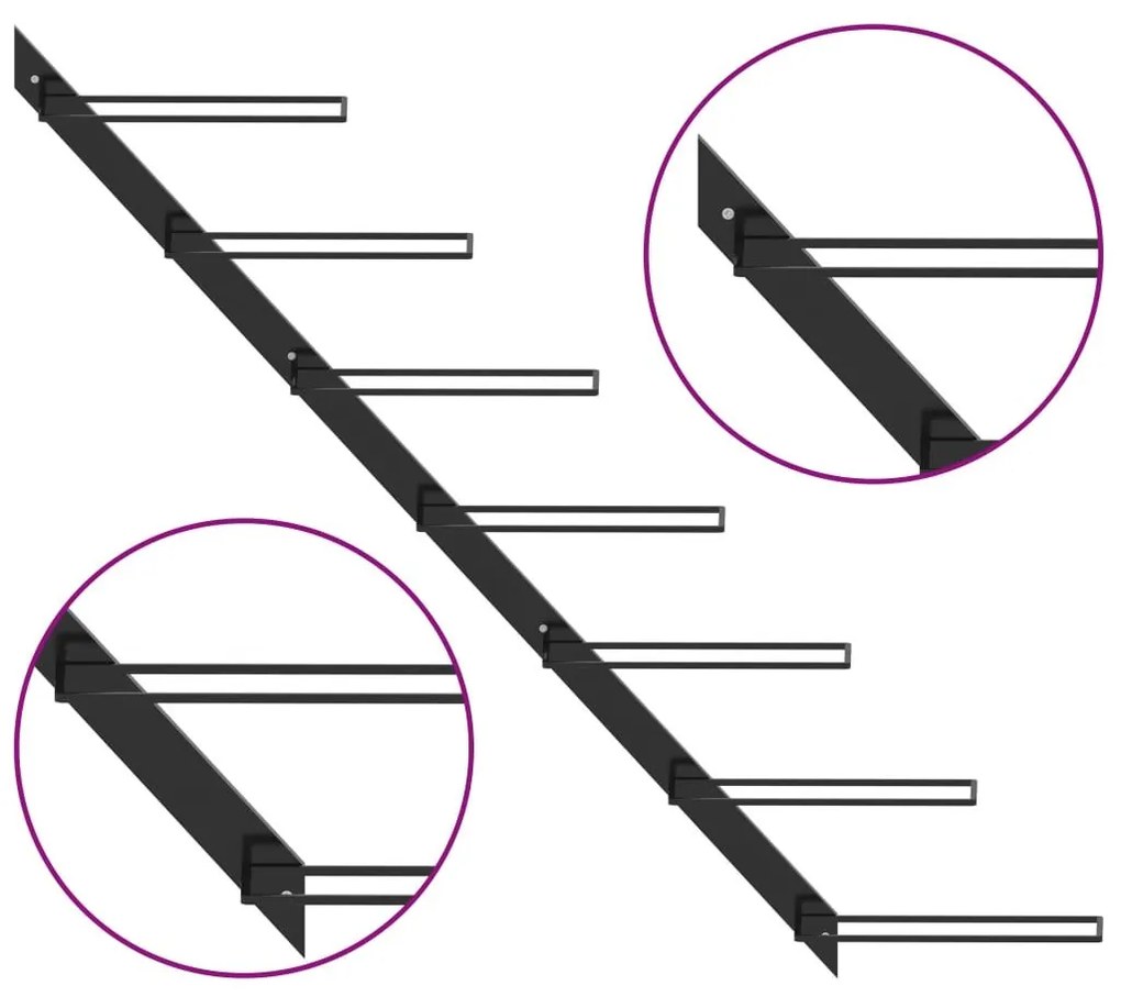 Βάση Κρασιών Τοίχου για 7 Φιάλες Μαύρη Μεταλλική - Μαύρο