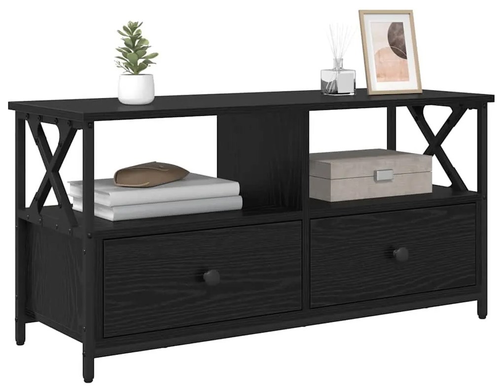 vidaXL Ντουλάπι TV με συρτάρι Μαύρη Οξυά 90 x 33 x 45 εκ