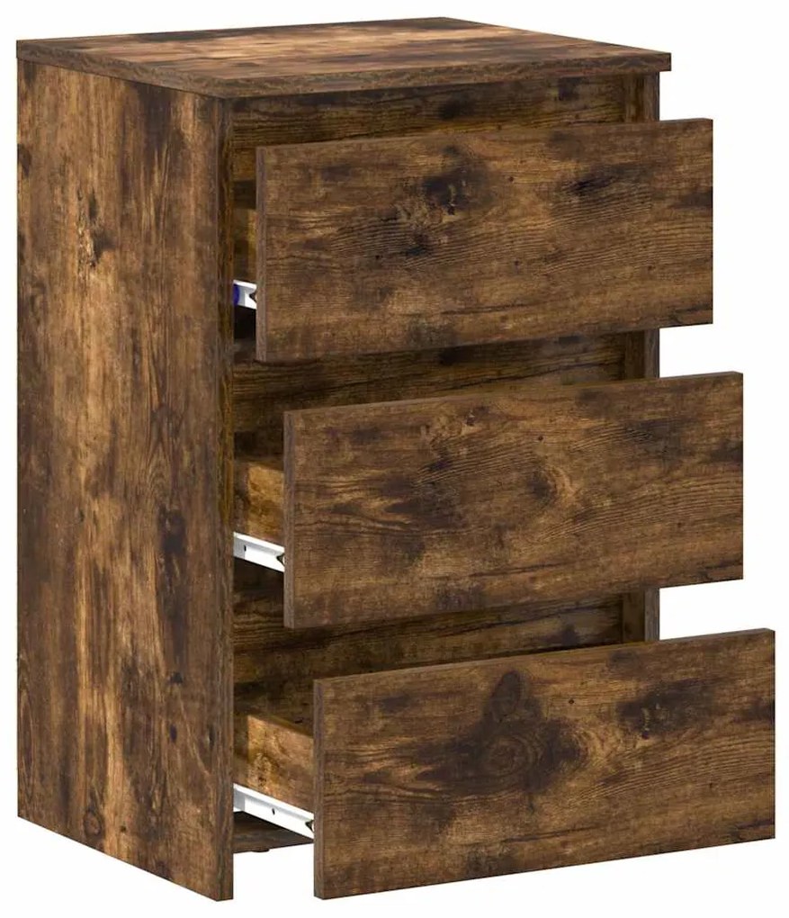 vidaXL Κομοδίνα 2 τεμ. Καπνιστή Δρυς 40x35x62,5 εκ. Επεξεργασμένο Ξύλο