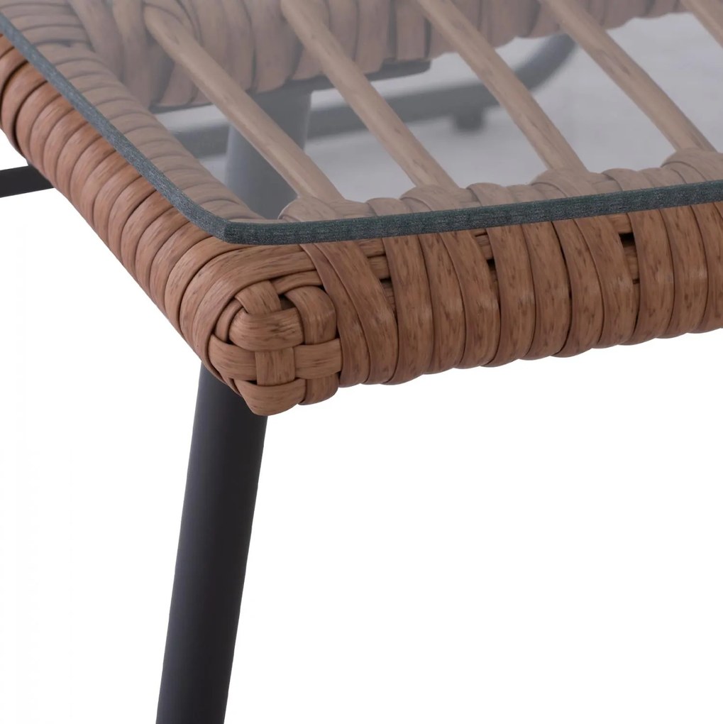Σετ Κήπου Σαλόνι HM5530 4 τεμ Γκρί Μέταλλο με Μπέζ Wicker