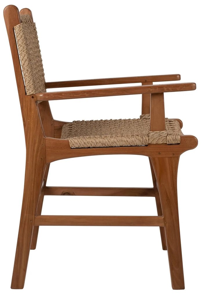 Καρέκλα-Πολυθρόνα C9385.01 Μασίφ Ξύλο Teak Rattan και Σχοινί 54x58x88Υεκ. 54x58x88 εκ.