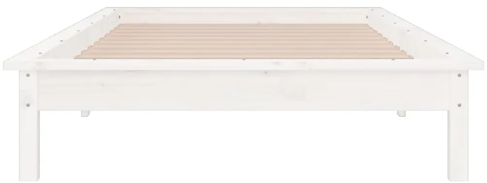 vidaXL Πλαίσιο Κρεβατιού LED Λευκό 90 x 190 εκ. Μονό Μασίφ Ξύλο