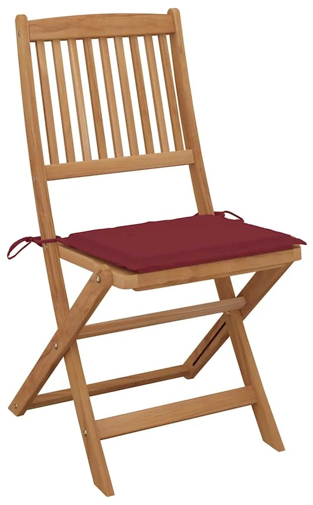 vidaXL Καρέκλες Εξ. Χώρου Πτυσσόμενες 8 τεμ. Ξύλο Ακακίας &amp; Μαξιλάρια