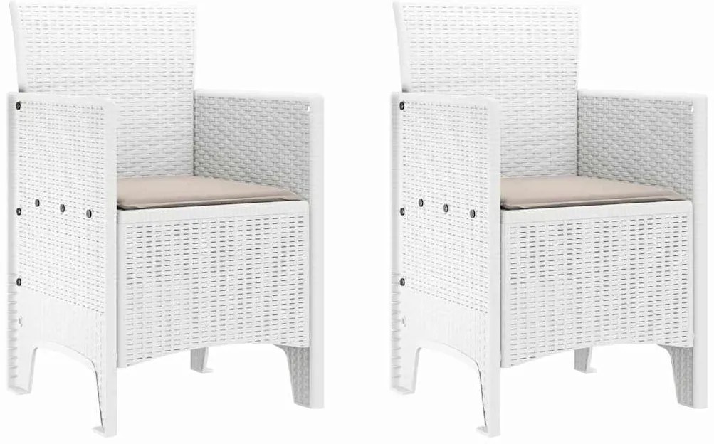vidaXL Καρέκλες Κήπου 2 pcs Λευκό 53 x 49 x 85 εκ. Πλαστικό