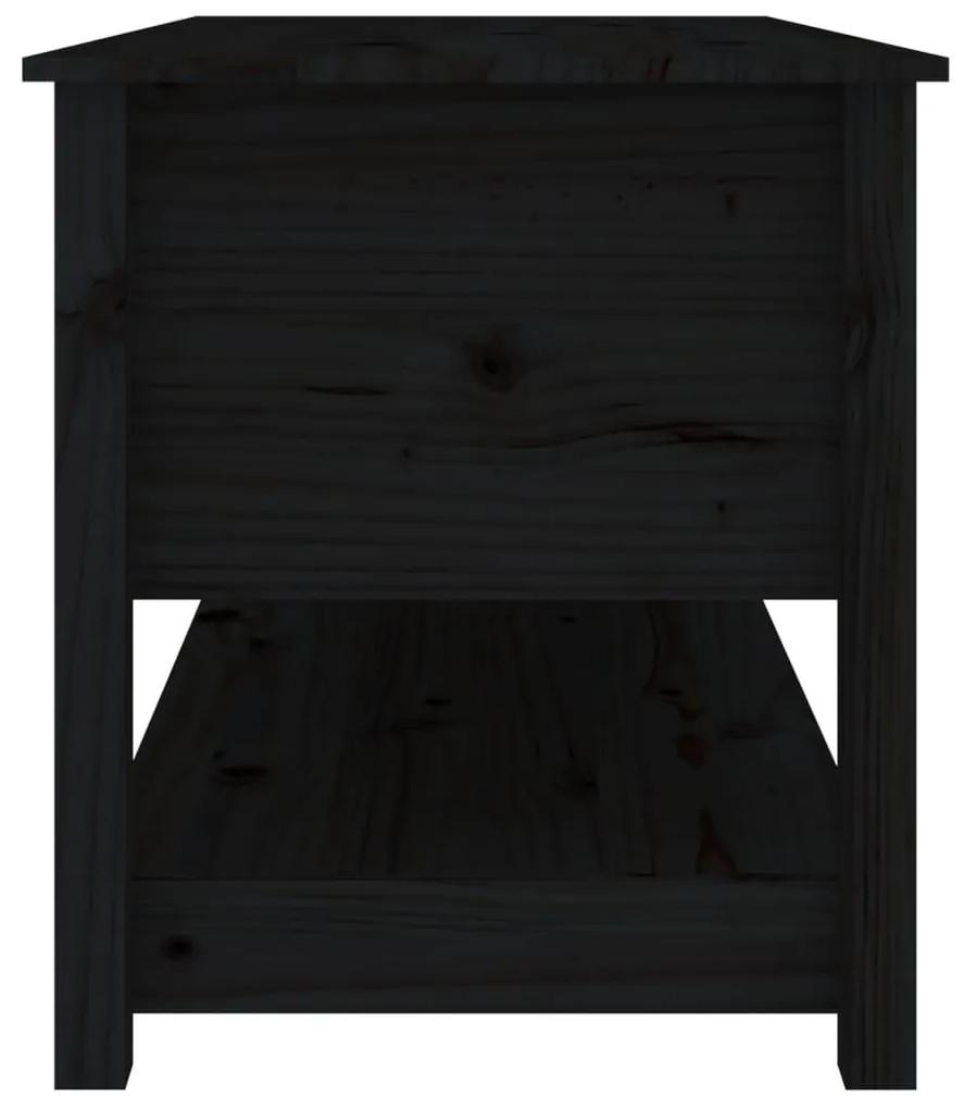 Τραπεζάκι Σαλονιού Μαύρο 102x49x55 εκ. από Μασίφ Ξύλο Πεύκου - Μαύρο
