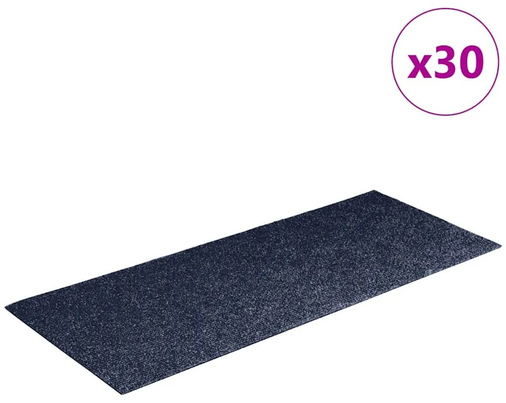 vidaXL Πατάκια Σκαλιών Αυτοκόλλητα 30 τεμ. Γκρι Μπλε Ορθογώνια 60x25 εκ.