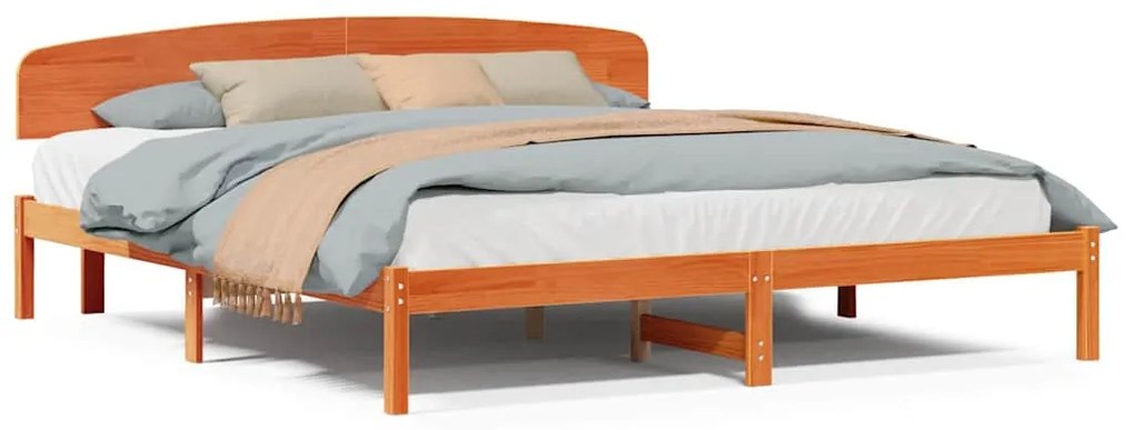 vidaXL Σκελετός Κρεβατιού Καφέ 200 x 200 cm Μασίφ ξύλο πεύκου