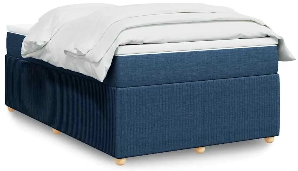vidaXL Κρεβάτι Boxspring με Στρώμα Μπλε 120x200 εκ. Υφασμάτινο