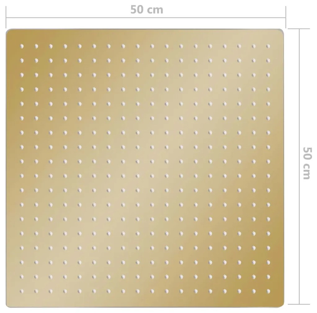 vidaXL Κεφαλή Nτους Βροχή Τετράγωνη Χρυσή 50x50 εκ. Ανοξείδωτο Ατσάλι