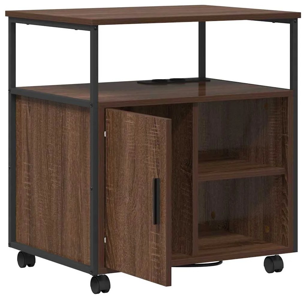 vidaXL Ντουλάπα με Σταθμό Φόρτισης Καφέ δρυς 61 x 46 x 67 εκ.