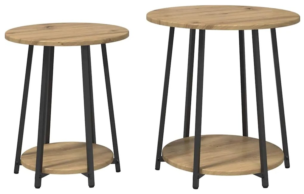vidaXL Σετ βοηθητικά τραπεζάκια με ράφι 2 pcs Δρυς Artisan και Μαύρο