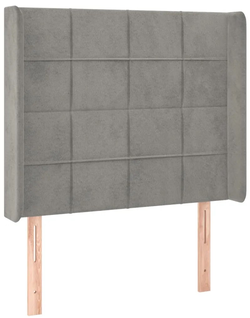 vidaXL Κεφαλάρι με Πτερύγια Ανοιχτό Γκρι 103x16x118/128 εκ. Βελούδινο