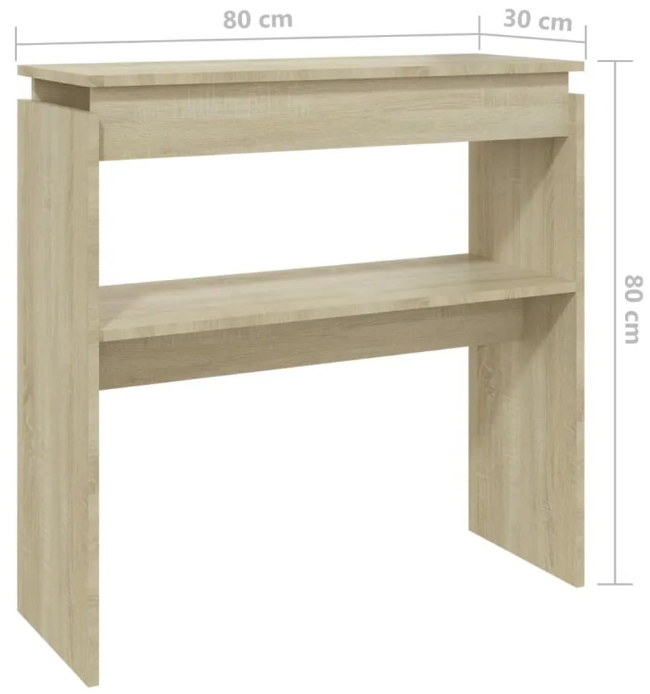 Τραπεζάκι Κονσόλα Sonoma Δρυς 80 x 30 x 80 εκ. από Επεξ. Ξύλο - Καφέ