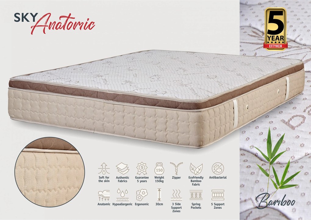 KPS ΣΤΡΩΜΑ ΜΕ ΑΝΩΣΤΡΩΜΑ SKY ANATOMIC 160X190EK ΒΑΜΒΟΟ KPS5597