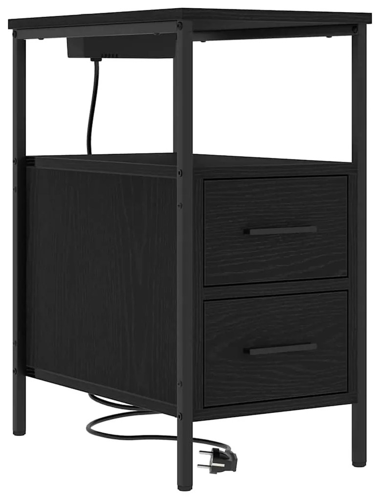 vidaXL Κομοδίνο Μαύρη δρυς 30 x 48 x 61 εκ Επεξεργασμένο ξύλο