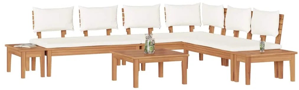 vidaXL Σετ Παγκάκι Κήπου με μαξιλάρι 4 pcs Καφέ και Κρέμα