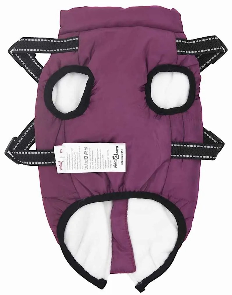 vidaXL Μπουφάν Σκύλου με ιμάντα Μοβ L Φλις και Πολυεστέρας