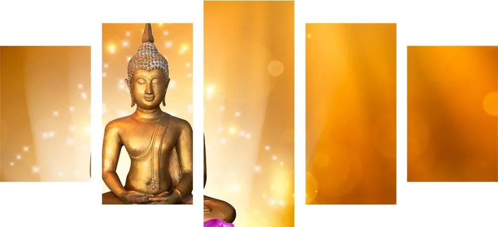 Εικόνα 5 μερών Άγαλμα του Βούδα σε λουλούδι λωτού