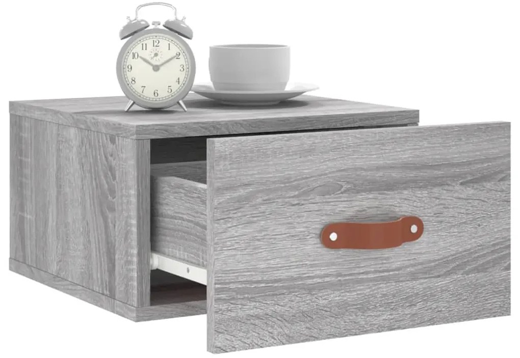 vidaXL Κομοδίνα Επιτοίχια Γκρι Sonoma 35 x 35 x 20 εκ.