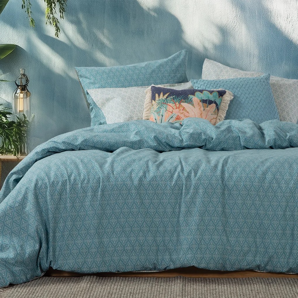 Σεντόνια Μονά (Σετ) Nef-Nef Homeware Blue Sorento Γαλάζιο ΧΩΡΙΣ ΛΑΣΤΙΧΟ 170x270