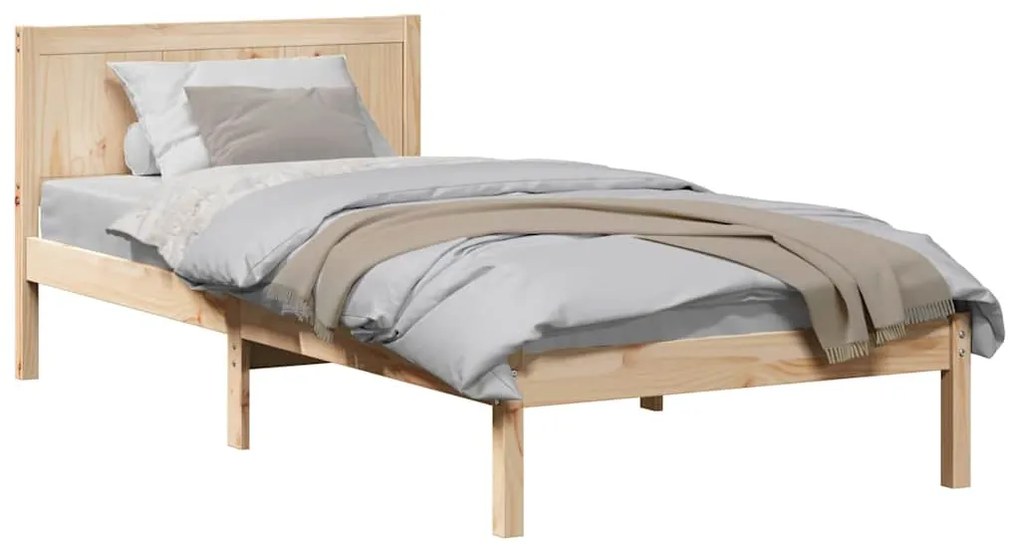 vidaXL Σκελετός Κρεβατιού Καφέ 90 x 190 cm Μασίφ ξύλο πεύκου
