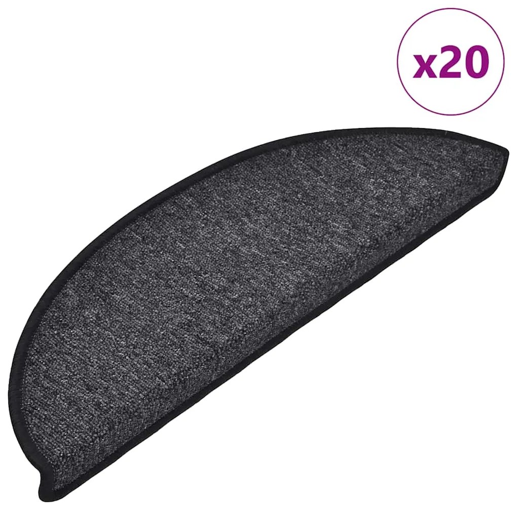 vidaXL Πατάκια Σκαλοπάτια 20 τεμ. Ανθρακί Ημίκυκλα 56x17x3 εκ.