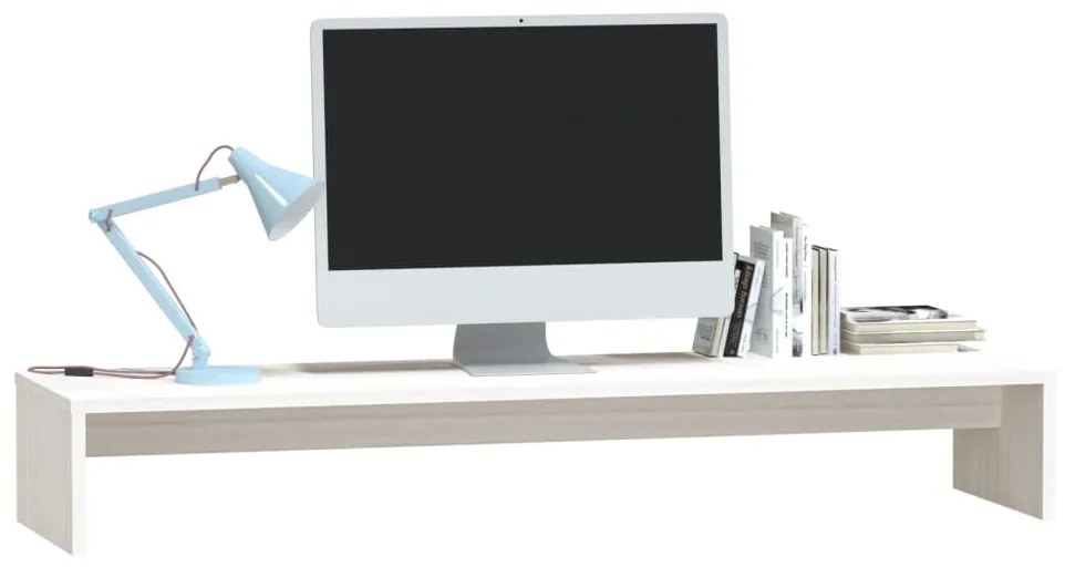 vidaXL Βάση Οθόνης Λευκή 100 x 27 x 15 εκ. από Μασίφ Ξύλο Πεύκου