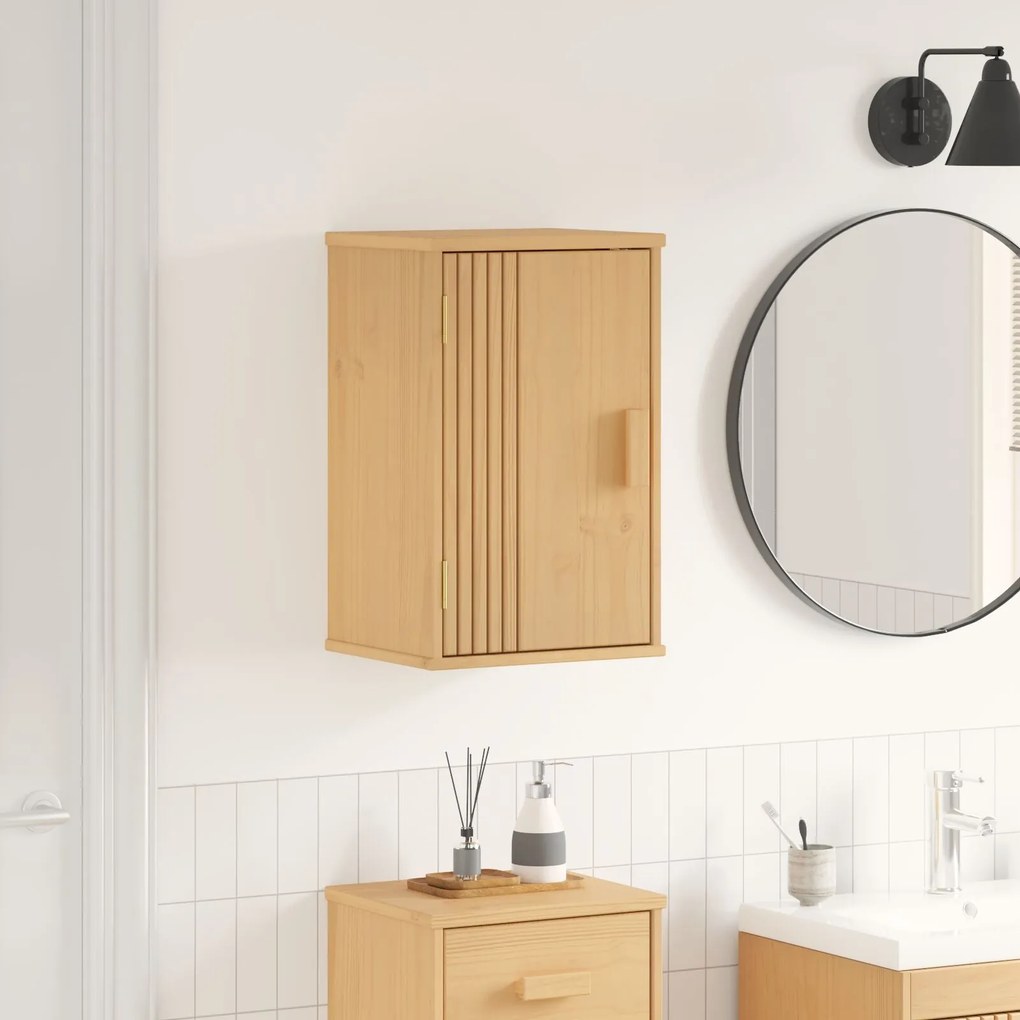 vidaXL Ντουλάπι Αποθήκευσης Μπάνιου 35x30x55 εκ από Μασίφ Ξύλο Πεύκου