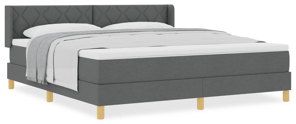 vidaXL Κρεβάτι Box Spring σε σκούρο γκρι με στρώμα, 180 x 200 εκ., ύφασμα.
