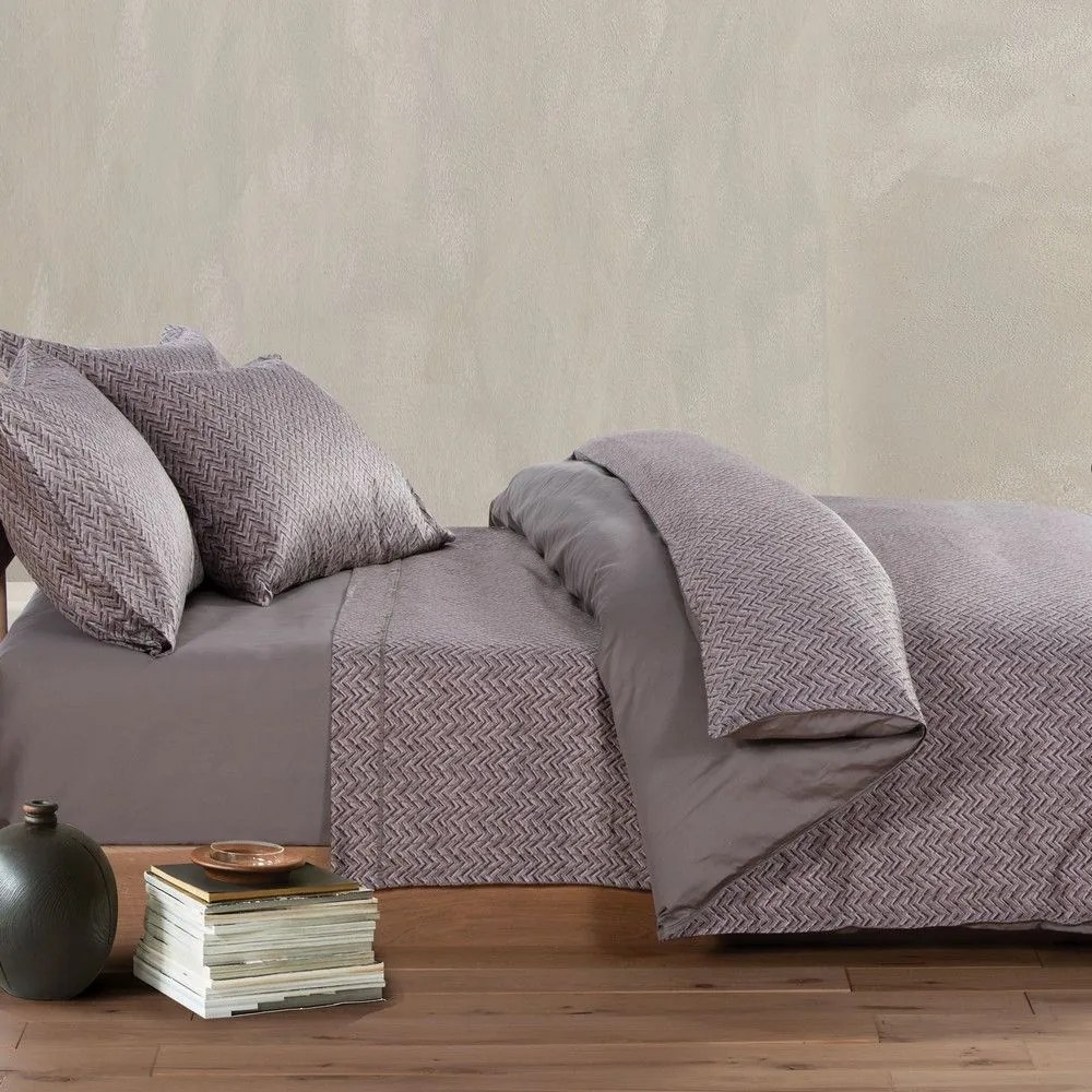 Παπλωματοθήκη Victory (Σετ 3τμχ) Grey Nef-Nef Queen Size 240x230cm 100% Βαμβακοσατέν