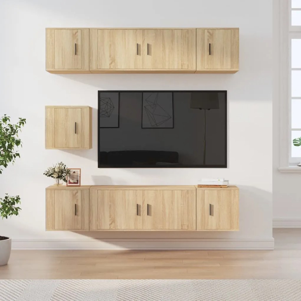 vidaXL Σετ Επίπλων Τηλεόρασης 7 Τεμαχίων Sonoma Δρυς Επεξ. Ξύλο