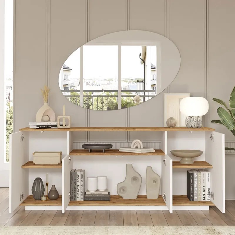 Μπουφές Placefol pakoworld μελαμίνης λευκό-φυσικό 180x44.5x75εκ (1 τεμάχια)