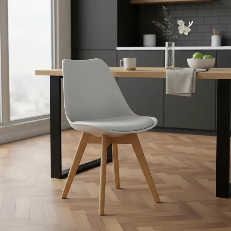 Καρέκλα Gaston PP-PU λευκό-φυσικό πόδι 43x51x75 εκ.