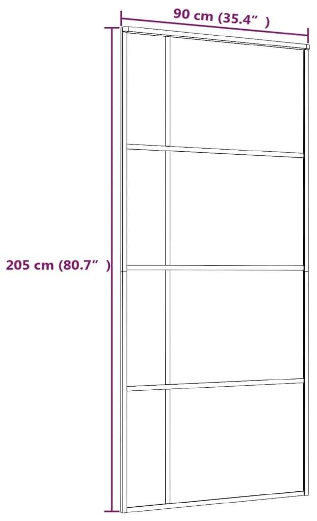 Συρόμενη Πόρτα Μαύρη 90 x 205 εκ. από Γυαλί ESG / Αλουμίνιο - Μαύρο