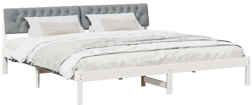 vidaXL Σκελετός Κρεβατιού Λευκό και ανοιχτό γκρι 200 x 200 cm