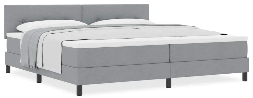 vidaXL Κρεβάτι box spring με στρώμα Ανοιχτό γκρι 200 x 200 cm ύφασμα