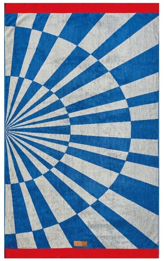 Πετσέτα Θαλάσσης Βελουτέ Labyrinth Blue-Ecru Kentia Θαλάσσης 80x160cm 100% Βαμβάκι