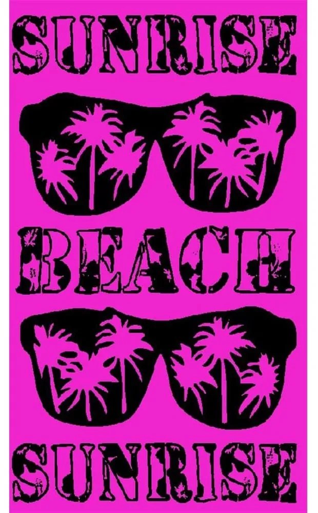 Πετσέτα Θαλάσσης Βελουτέ 229 Black-Fuchsia DimCol Beach 87x165cm 100% Βαμβάκι