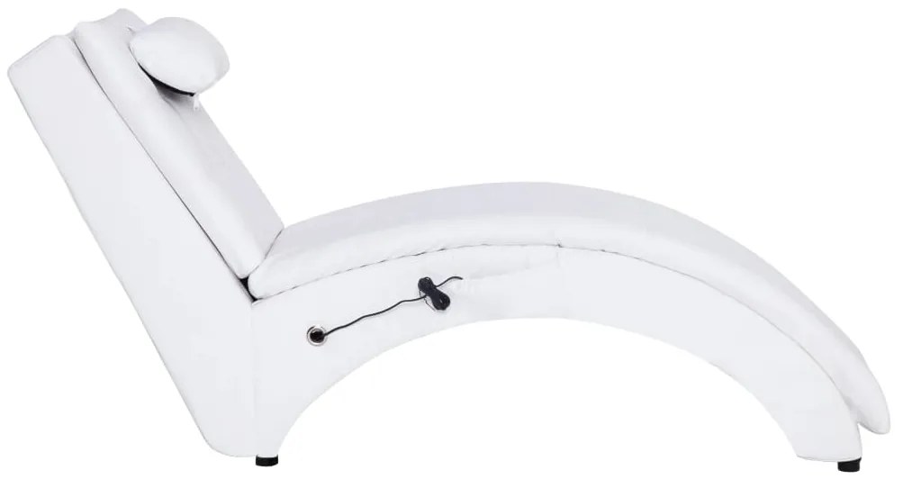 vidaXL Πολυθρόνα/Ανάκλιντρο Μασάζ Λευκή Συνθετικό Δέρμα με Μαξιλάρι