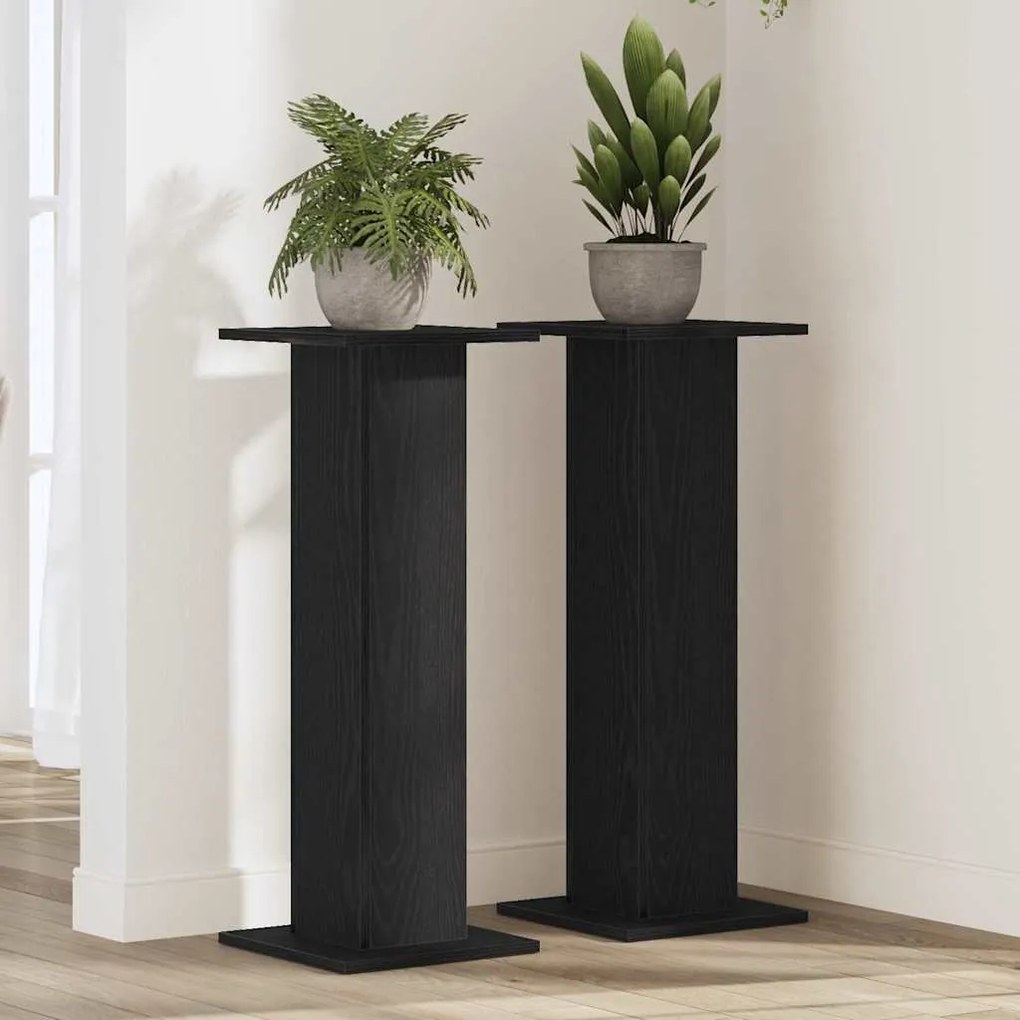 vidaXL Στήριγμα Φυτών 2 τεμ Μαύρη Δρυς 30x30x80 εκ Επεξεργασμένο Ξύλο