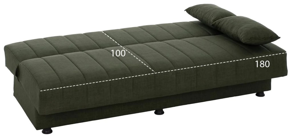 ΚΑΝΑΠΕΣ ΚΡΕΒΑΤΙ ANDRI ΤΡΙΘΕΣΙΟΣ DARK OLIVE  180x72x77 εκ.